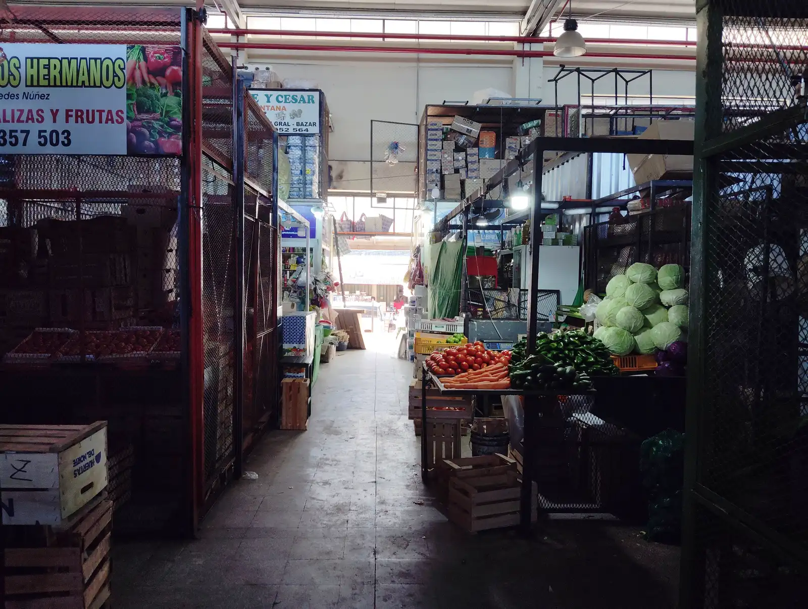 Vegetable stalls inside the Mercado de Abasto in Asunción, where much of the city's fresh produce is traded