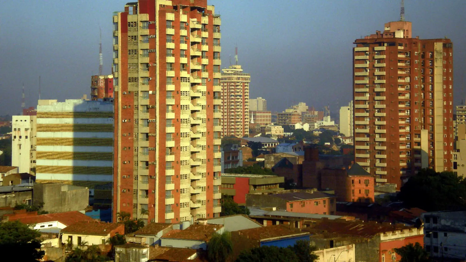 Older residential towers in central Asunción, where buying property in Paraguay costs markedly less than in new developments