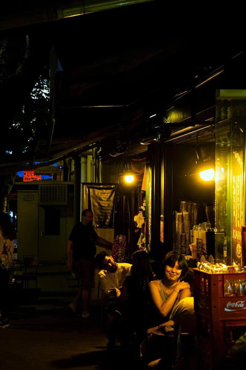 A lively cafe scene in Carmelitas, Asunción