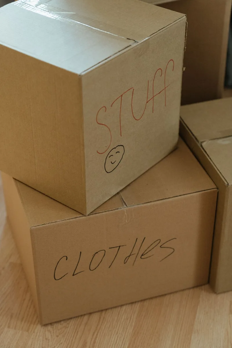 Moving boxes packed for shipping belongings to Paraguay