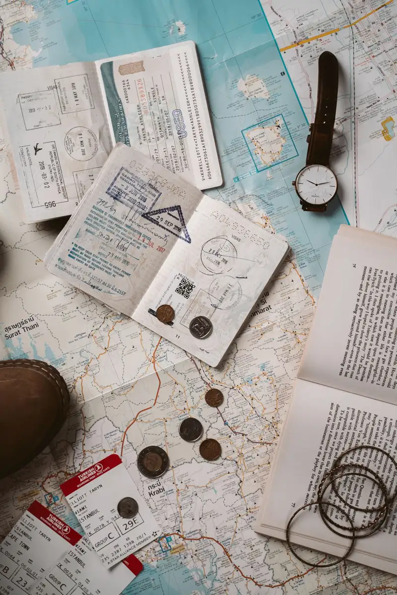 A passport and travel documents for establishing tax residency abroad
