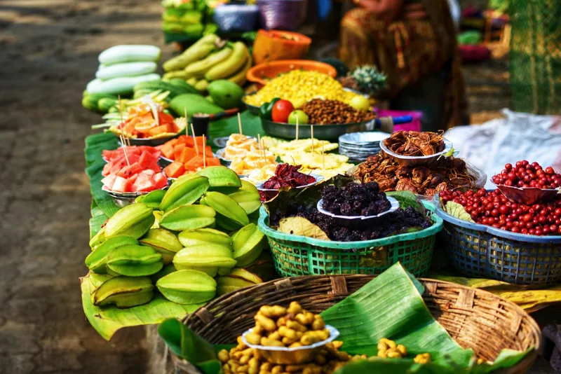 Fresh produce at a market for grocery shopping in Paraguay